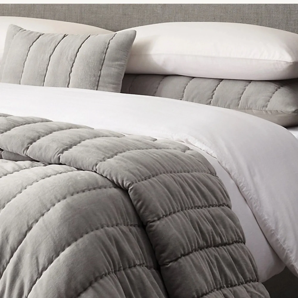 ✅New! Restoration Hardware ORGANIC COTTON VELVET WIDE CHANNEL Standard SHAM Set